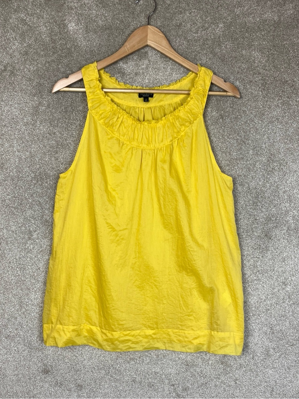 Talbots Tank Top Womens 12 Yellow Cotton Lined Sleeveless Pullover Blouse- 5426